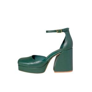 Charlotte Stone Fran Mary Jane Dark Hunter Green Pump Heels Size 10